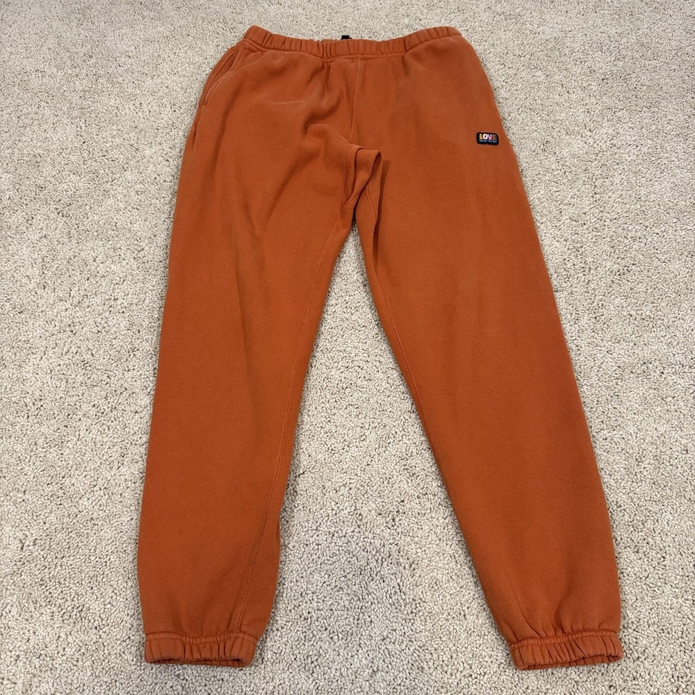 Kids of Immigrants Sweatpants Mens Medium Orange Joggers Love Patch Made USA